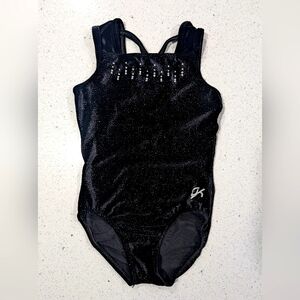 GK Black Sparkle Gymnastics Leotard with Rhinestones